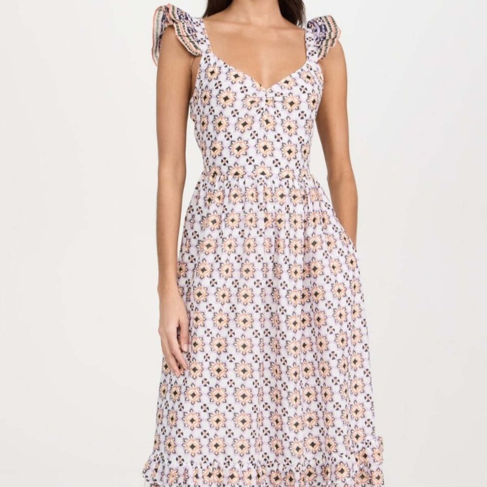 Cleobellla Nica Maxi Dress in Marrakesh Multi with Ruffle Straps. Cottage